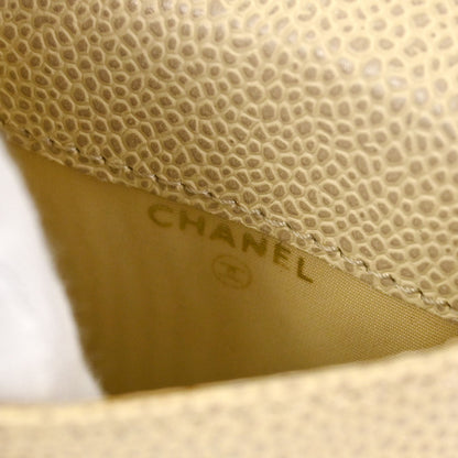 Chanel Light Beige Caviar Skin Cigarette Case Small Good