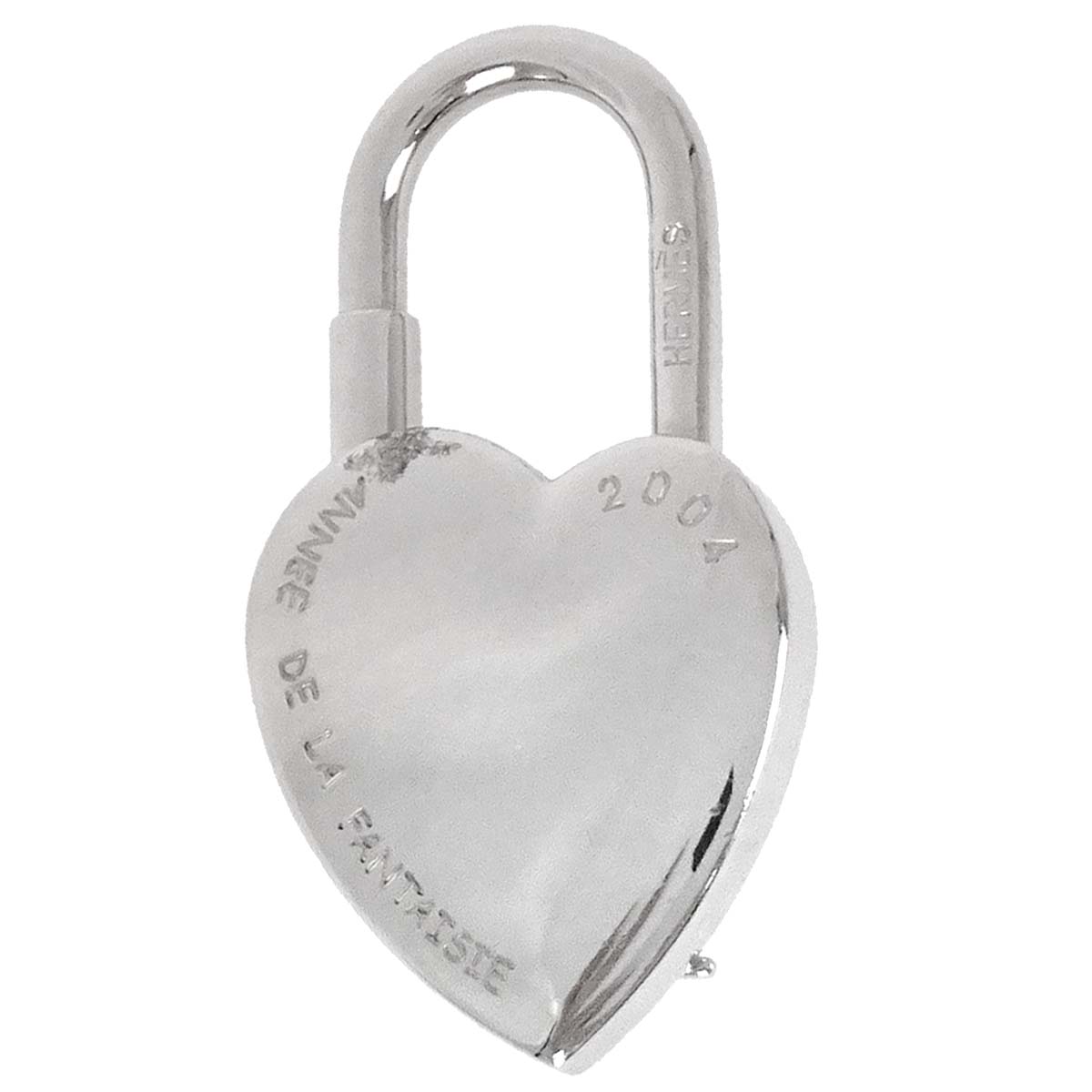 Hermes Annee De La Fantaisie Cadena Padlock Bag Charm Silver Small Good