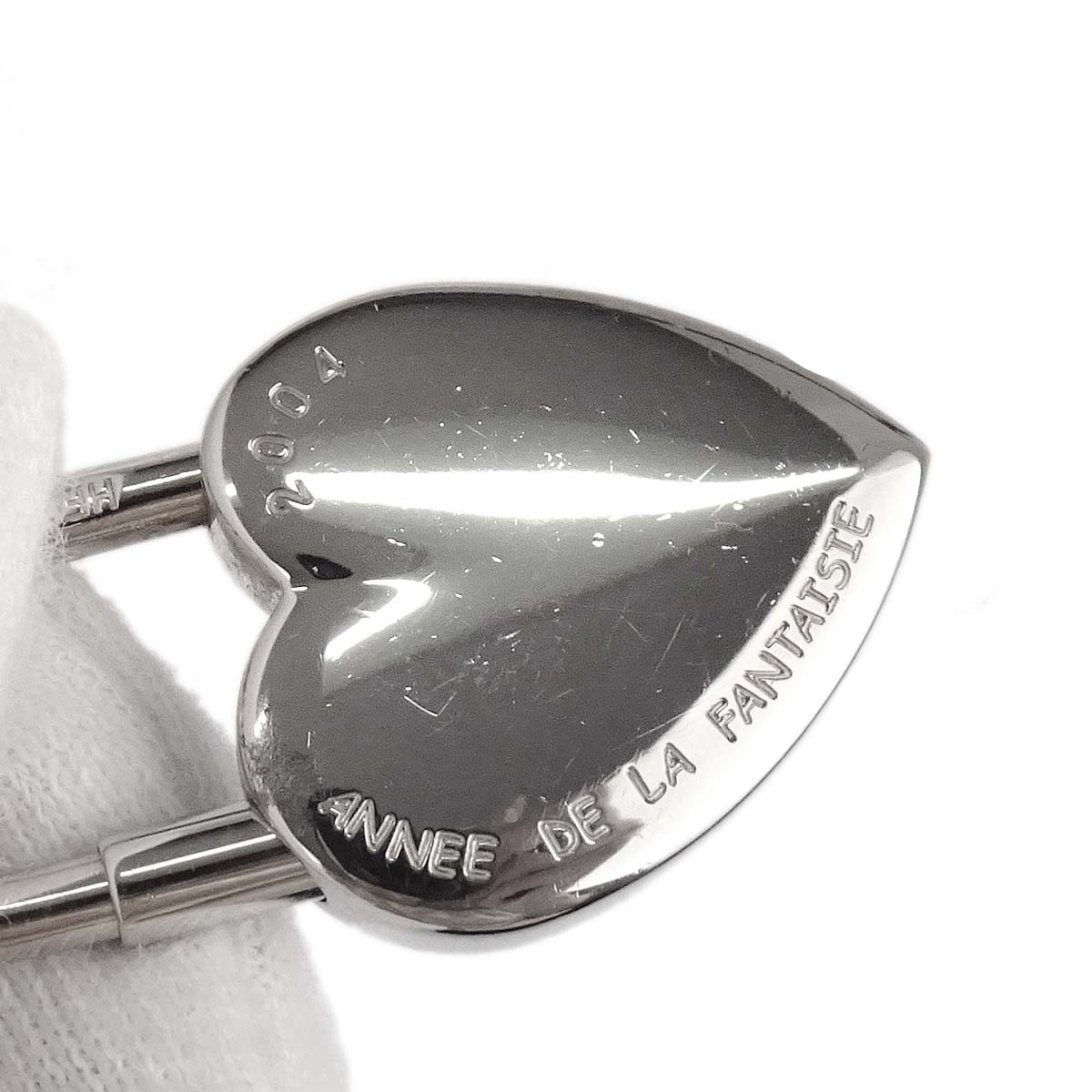 Hermes Annee De La Fantaisie Cadena Padlock Bag Charm Silver Small Good