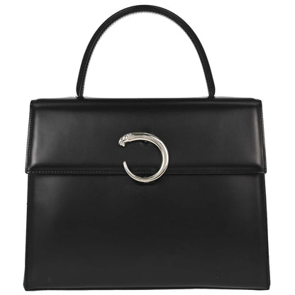Cartier Black Leather Panthere Top Handle Handbag
