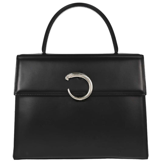 Cartier Black Leather Panthere Top Handle Handbag