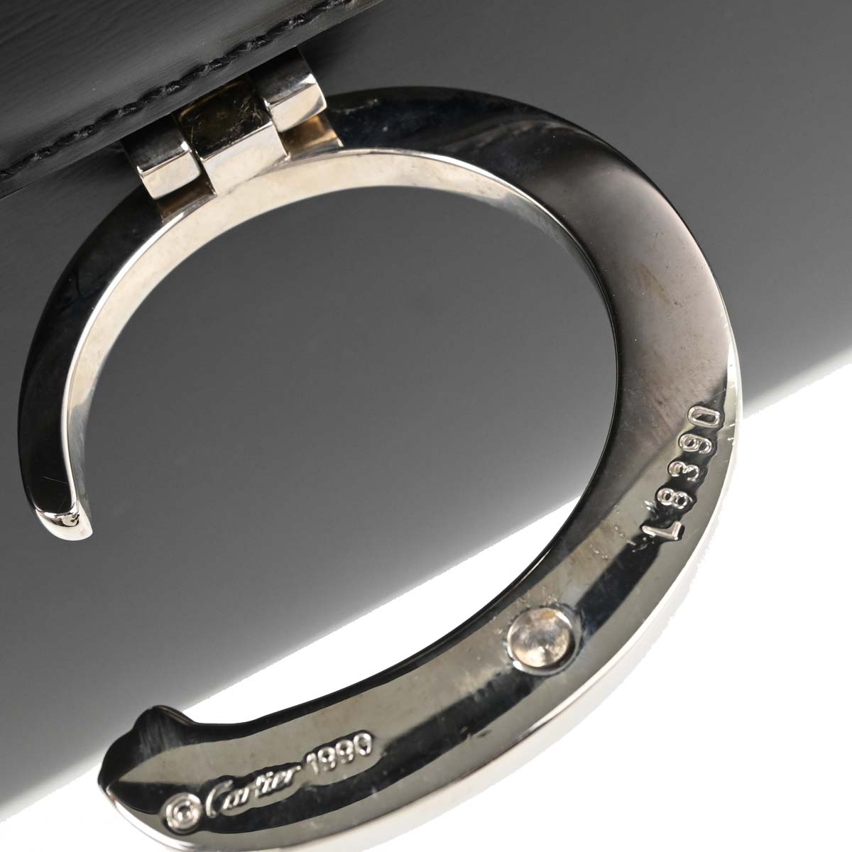 Cartier Black Leather Panthere Top Handle Handbag