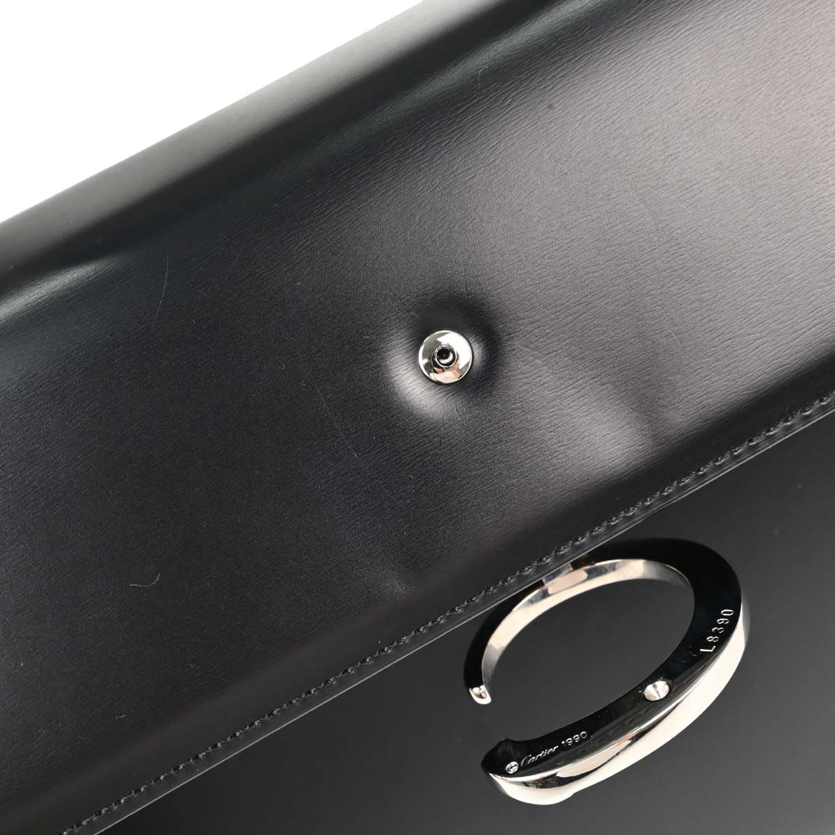 Cartier Black Leather Panthere Top Handle Handbag