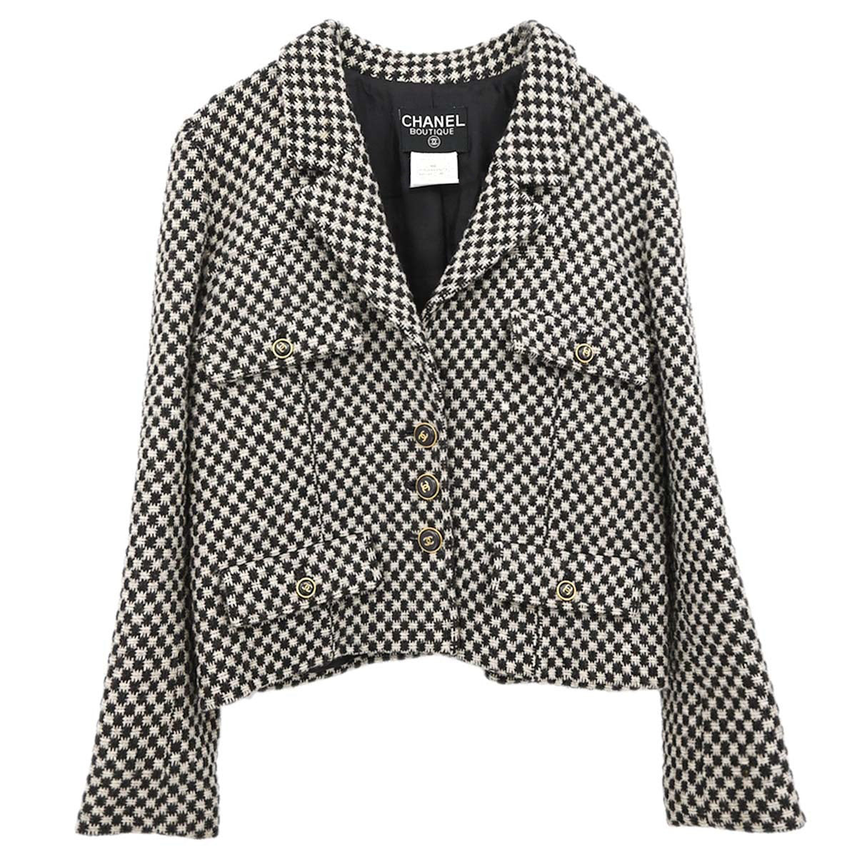 Chanel 1995 Single Breasted Tweed Jacket Brown #40