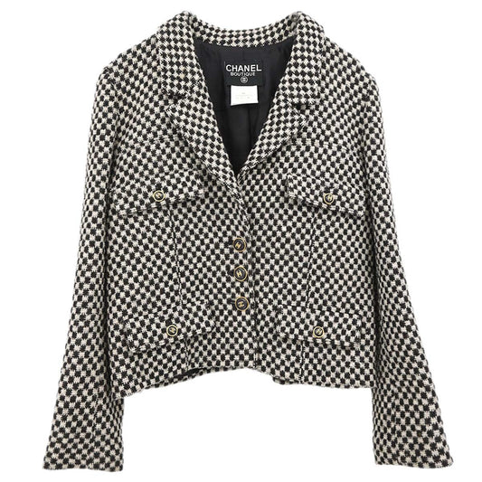Chanel 1995 Single Breasted Tweed Jacket Brown #40