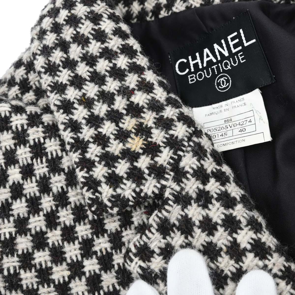 Chanel 1995 Single Breasted Tweed Jacket Brown #40