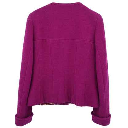 Chanel 1995 Collarless Tweed Jacket Purple #40