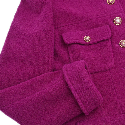 Chanel 1995 Collarless Tweed Jacket Purple #40