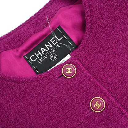 Chanel 1995 Collarless Tweed Jacket Purple #40