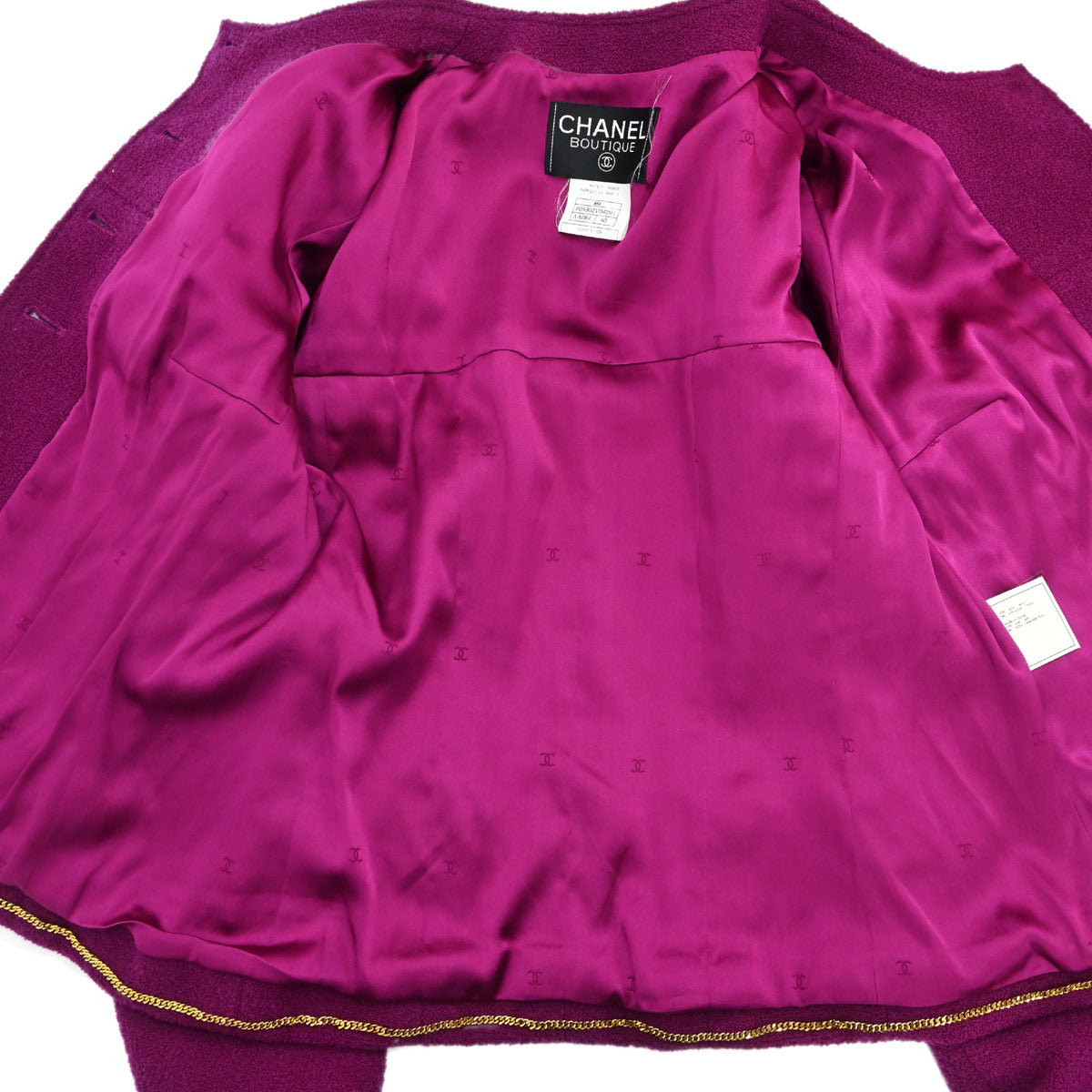 Chanel 1995 Collarless Tweed Jacket Purple #40