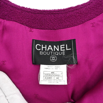 Chanel 1995 Collarless Tweed Jacket Purple #40