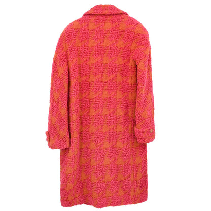 Chanel 1994 Tweed Coat Houndstooth Red Orange #38