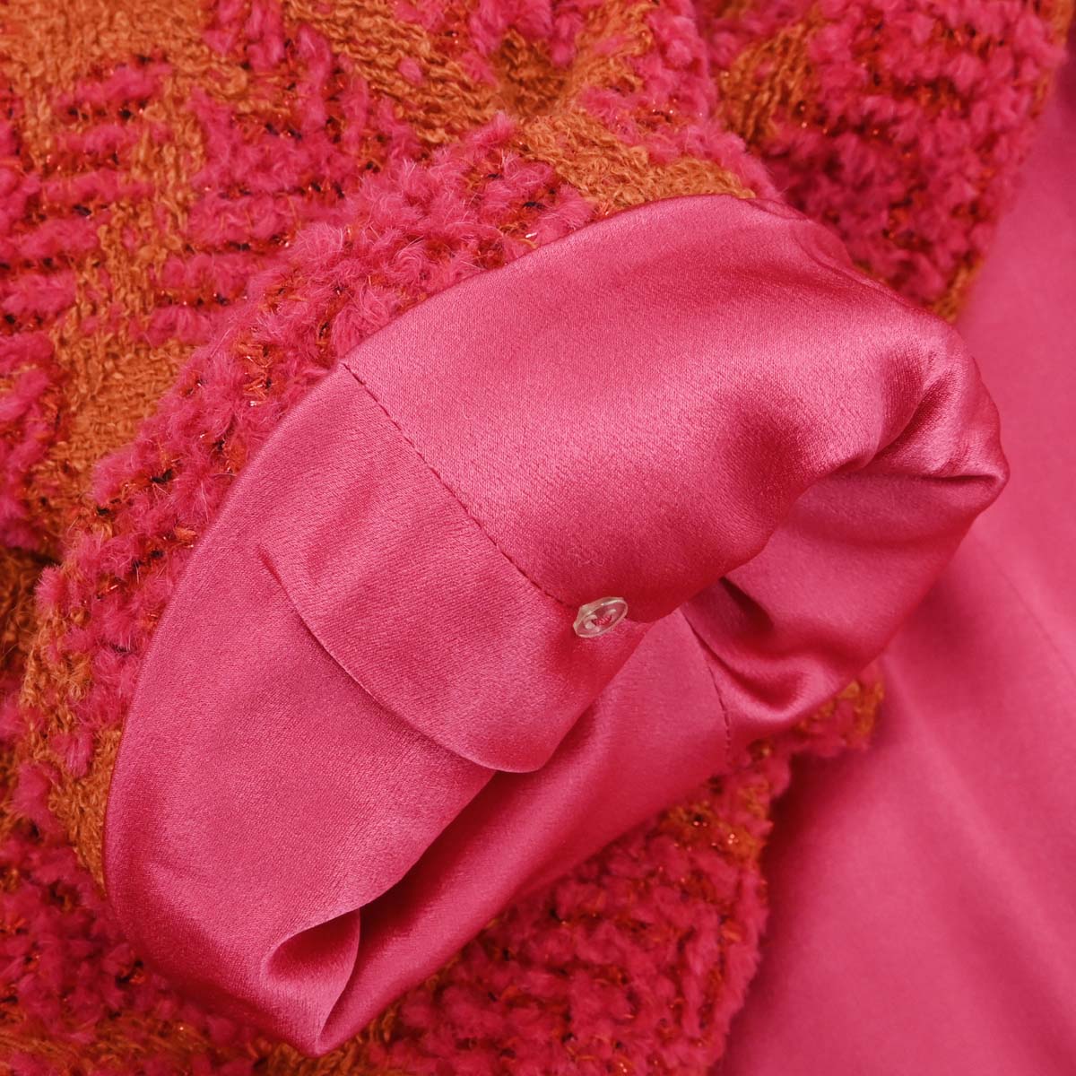 Chanel 1994 Tweed Coat Houndstooth Red Orange #38