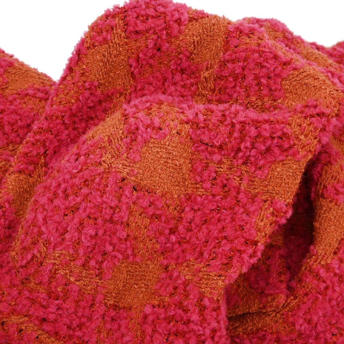 Chanel 1994 Tweed Coat Houndstooth Red Orange #38