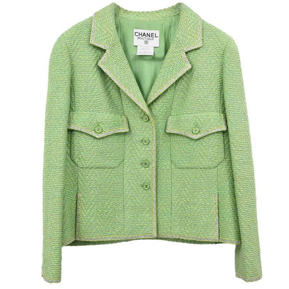Chanel 1997 Single Breasted Tweed Jacket Green #42
