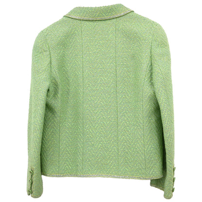Chanel 1997 Single Breasted Tweed Jacket Green #42