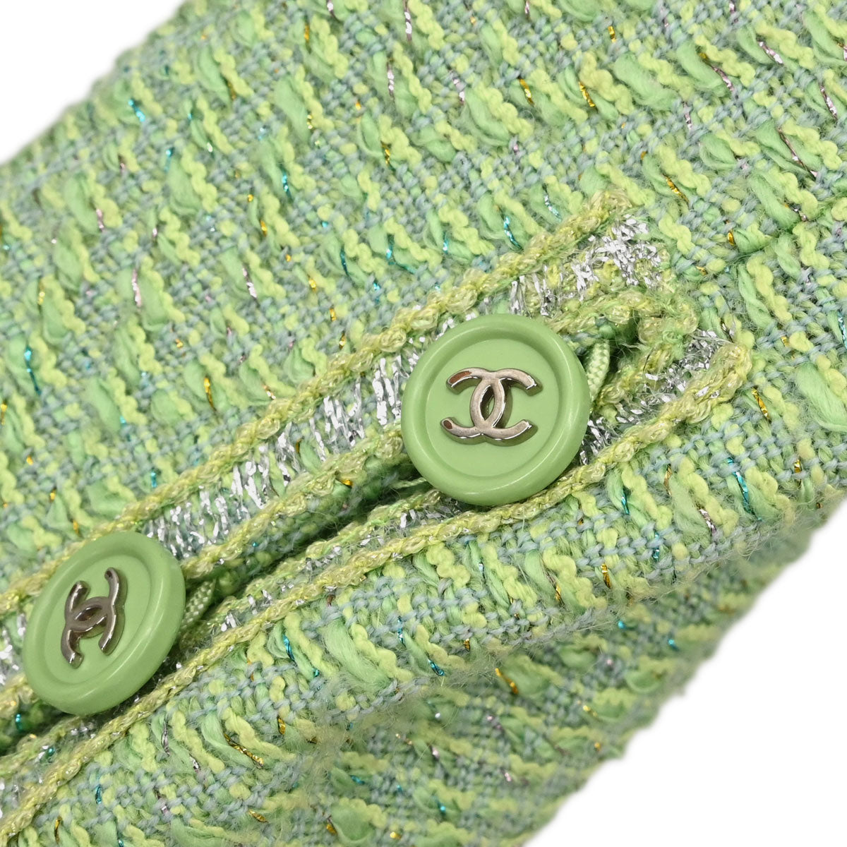 Chanel 1997 Single Breasted Tweed Jacket Green #42