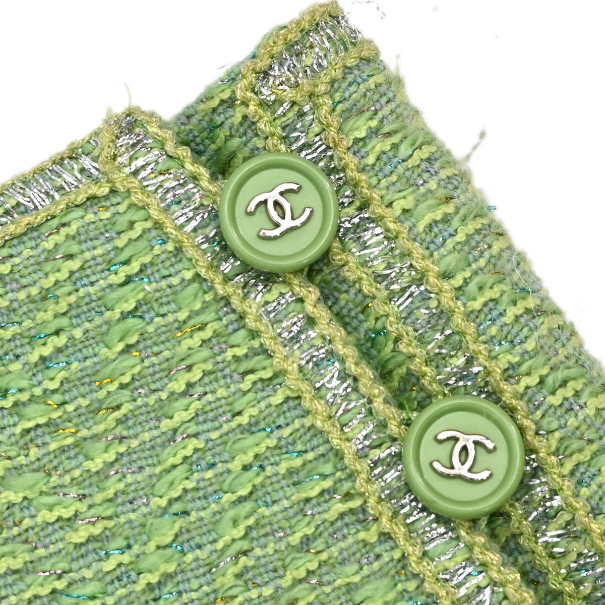 Chanel 1997 Single Breasted Tweed Jacket Green #42