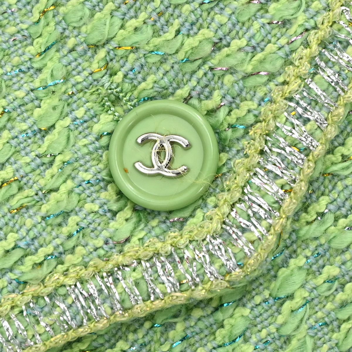 Chanel 1997 Single Breasted Tweed Jacket Green #42