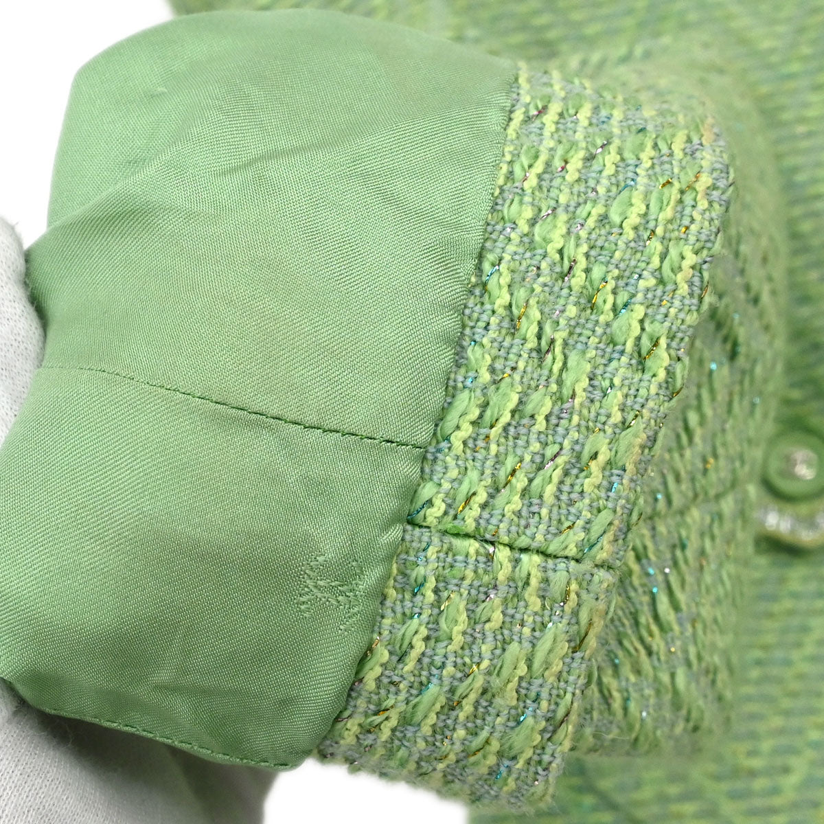 Chanel 1997 Single Breasted Tweed Jacket Green #42