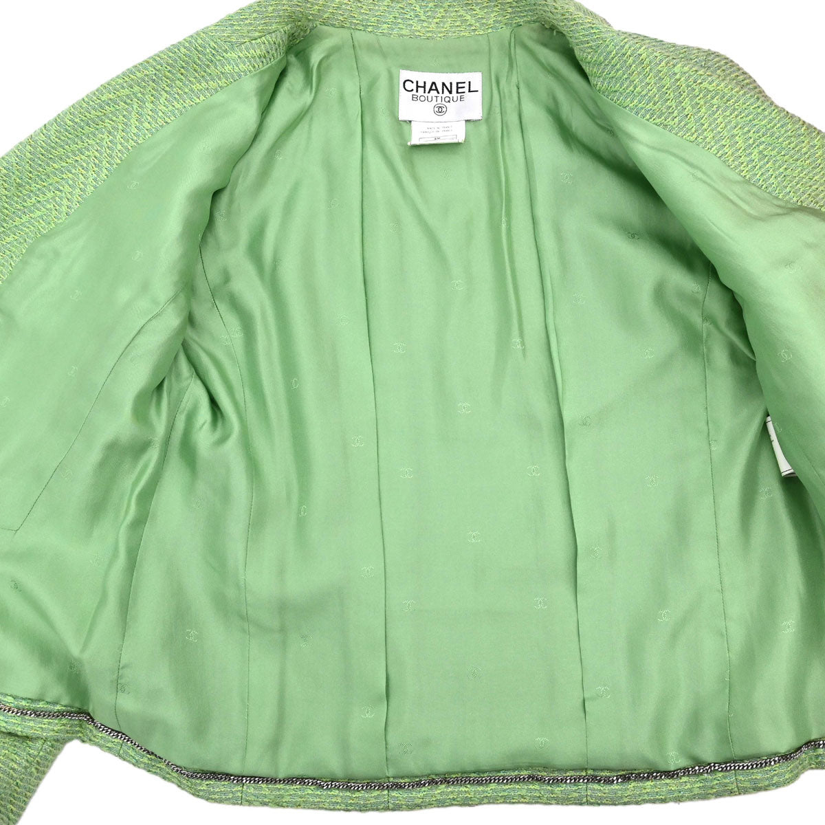 Chanel 1997 Single Breasted Tweed Jacket Green #42