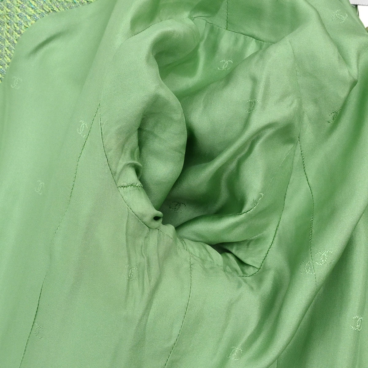 Chanel 1997 Single Breasted Tweed Jacket Green #42