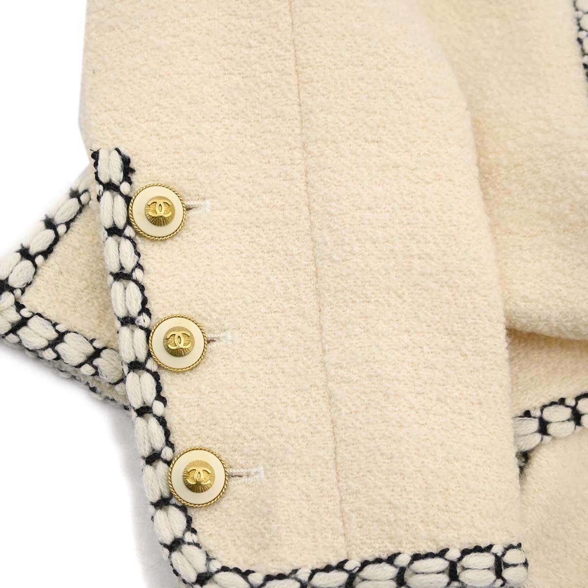 Chanel 1993 Collarless Tweed Jacket Ivory#36