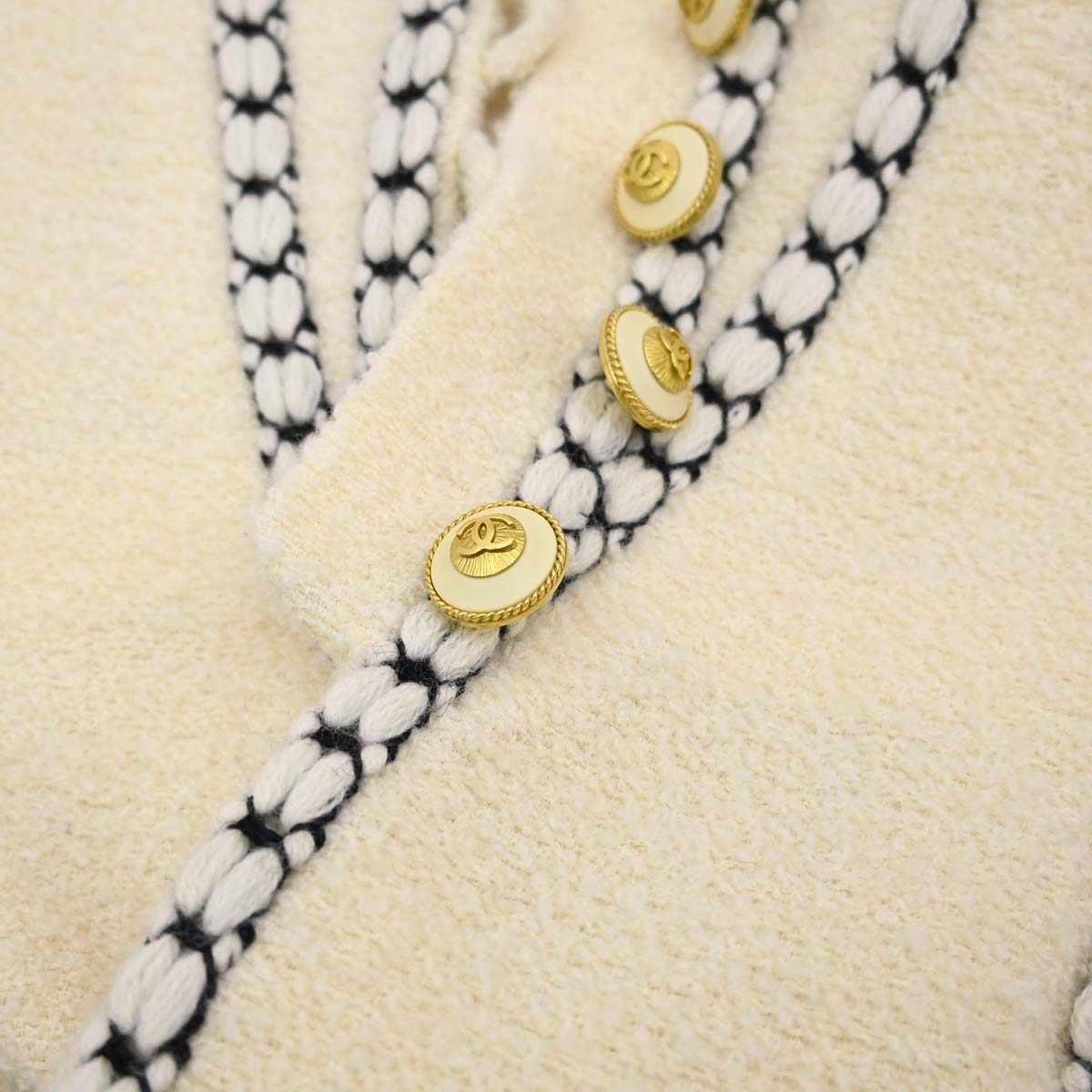 Chanel 1993 Collarless Tweed Jacket Ivory#36