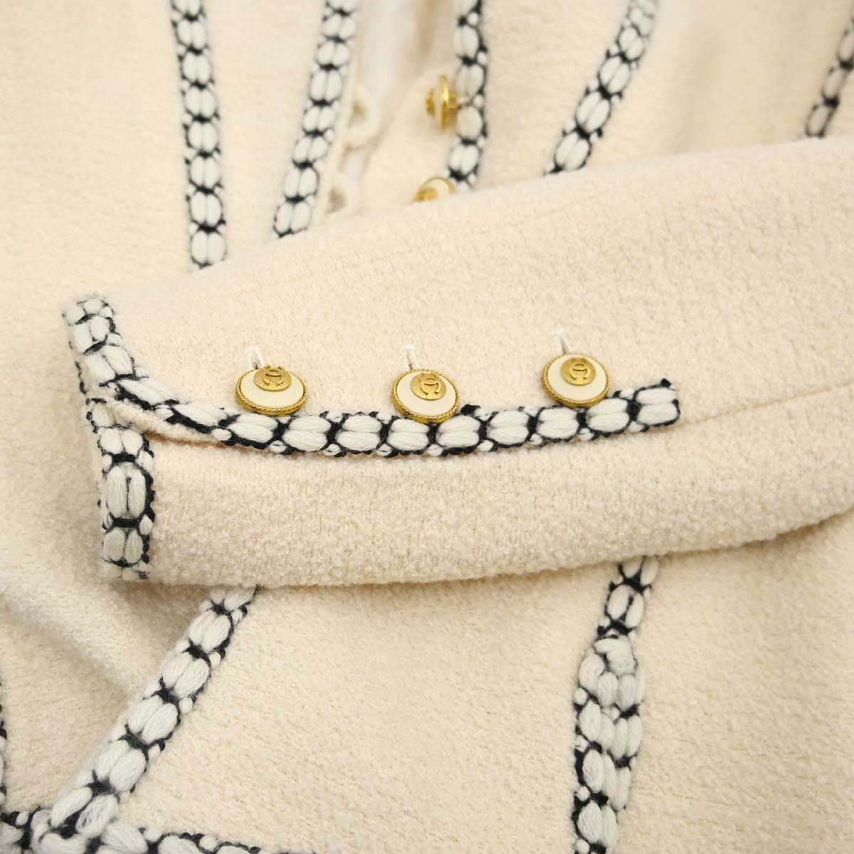 Chanel 1993 Collarless Tweed Jacket Ivory#36
