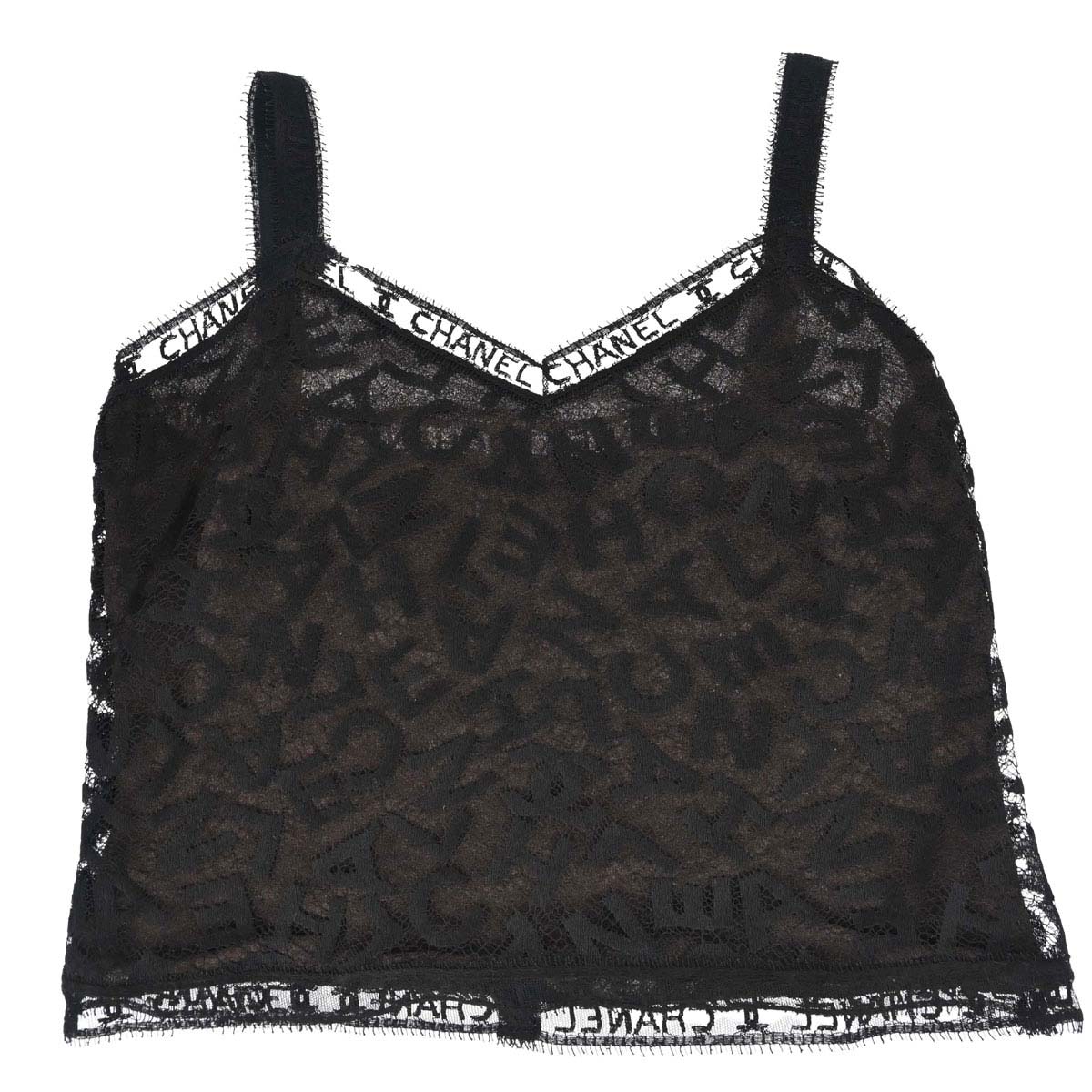 Chanel 1998 Lace Camisole Top Black Brown #38