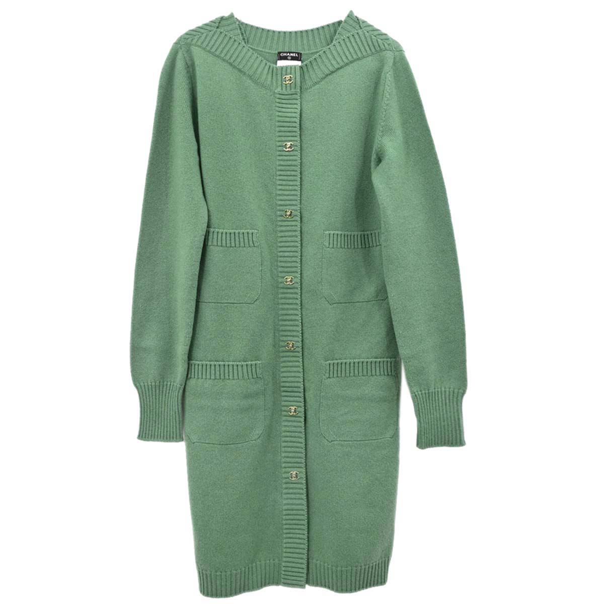 Chanel 2012 Knit Dress Long Cardigan Green #40
