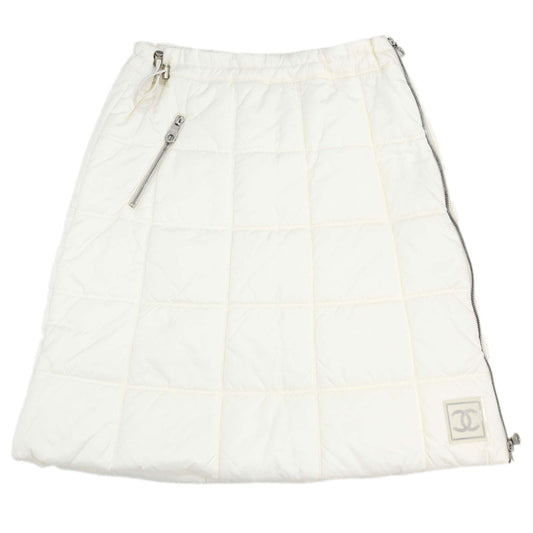 Chanel 2000 Sport Line Zipper Skirt White #38