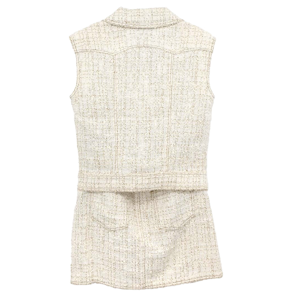 Chanel 2001 Setup Vest Skirt White #38