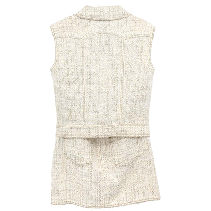 Chanel 2001 Setup Vest Skirt White #38