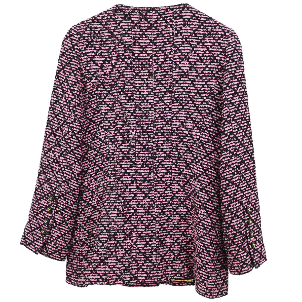 Chanel 1995 Collarless Tweed Jacket Pink Black #40