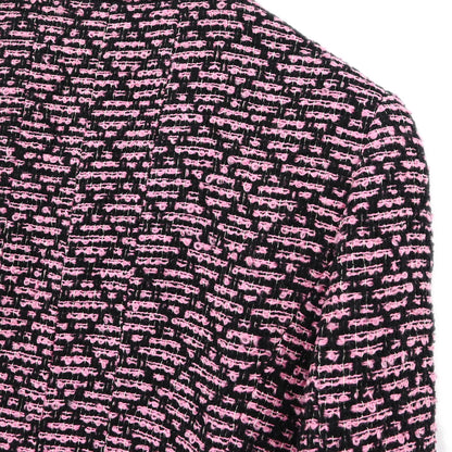 Chanel 1995 Collarless Tweed Jacket Pink Black #40
