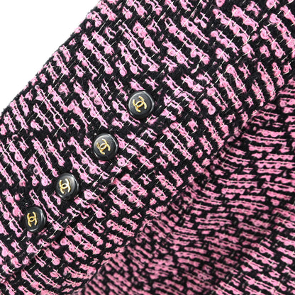 Chanel 1995 Collarless Tweed Jacket Pink Black #40