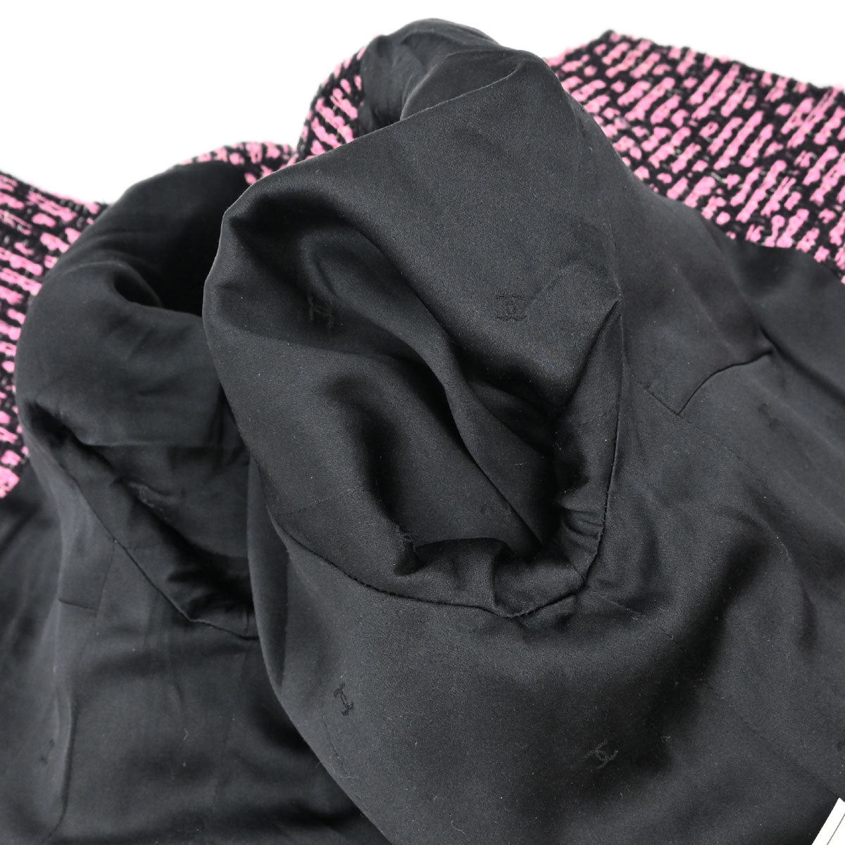 Chanel 1995 Collarless Tweed Jacket Pink Black #40