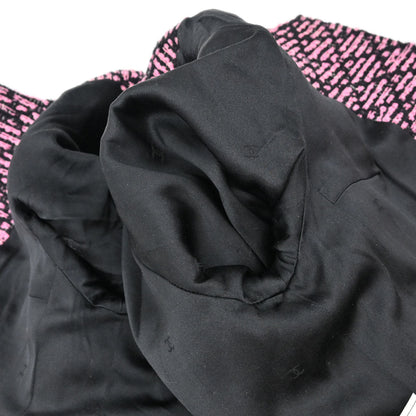 Chanel 1995 Collarless Tweed Jacket Pink Black #40