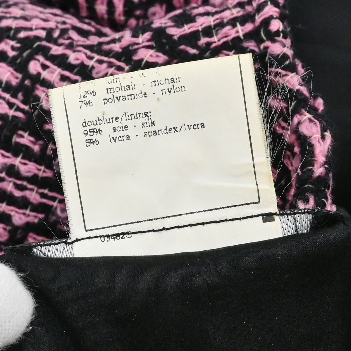 Chanel 1995 Collarless Tweed Jacket Pink Black #40