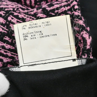Chanel 1995 Collarless Tweed Jacket Pink Black #40