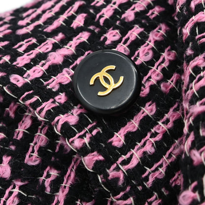 Chanel 1995 Collarless Tweed Jacket Pink Black #40