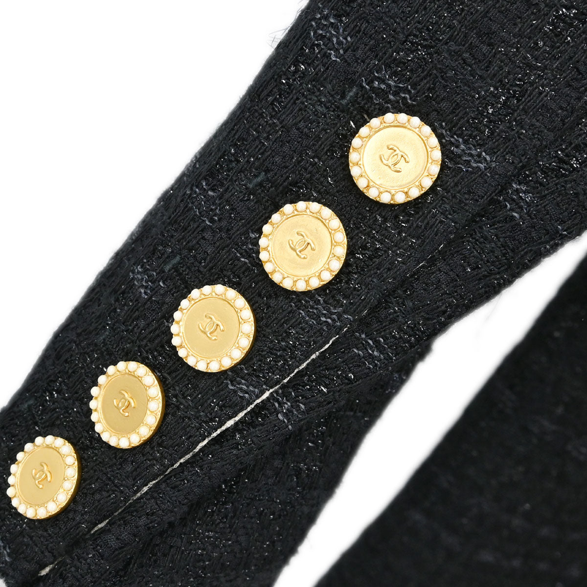 Chanel 2002 Double Breasted Tweed Jacket Black #44