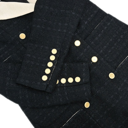 Chanel 2002 Double Breasted Tweed Jacket Black #44