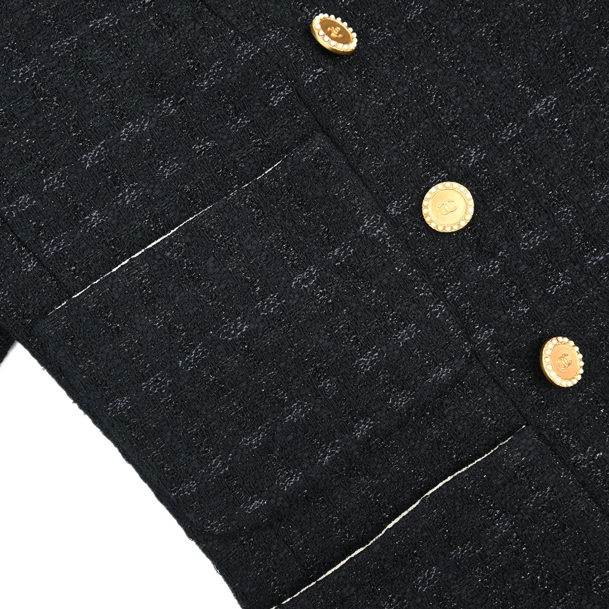 Chanel 2002 Double Breasted Tweed Jacket Black #44