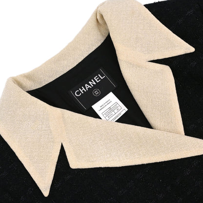 Chanel 2002 Double Breasted Tweed Jacket Black #44