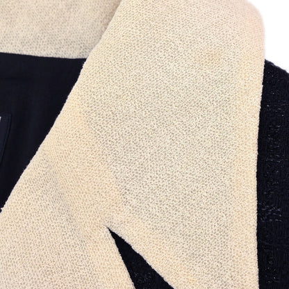 Chanel 2002 Double Breasted Tweed Jacket Black #44