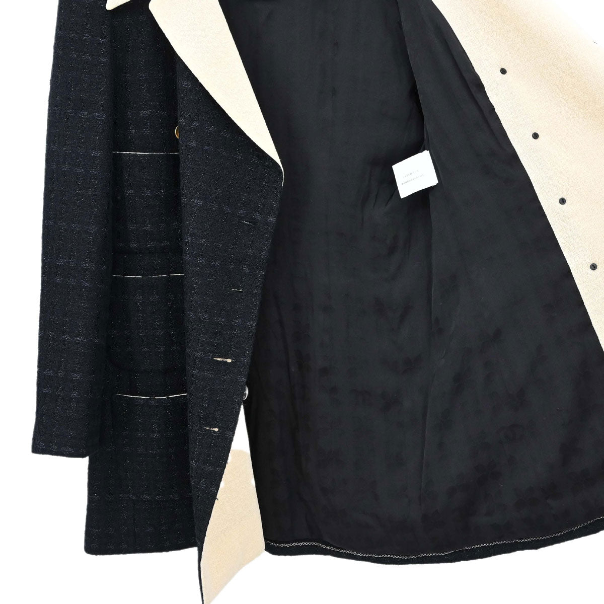 Chanel 2002 Double Breasted Tweed Jacket Black #44