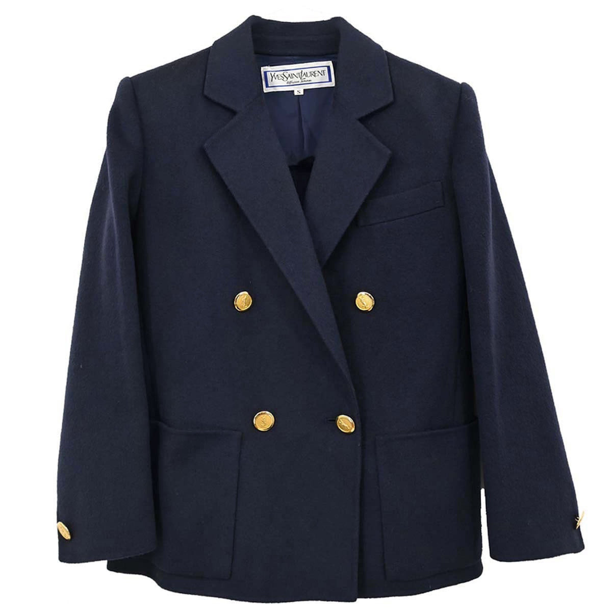 Yves Saint Laurent Double Breasted Jacket Navy #S