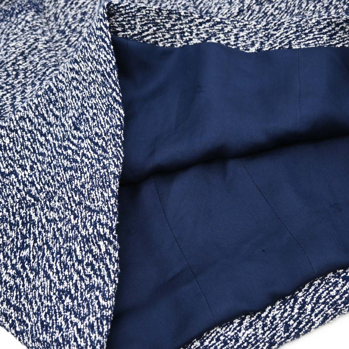 Chanel 1997 Setup Suit Jacket Skirt Tweed Navy #42